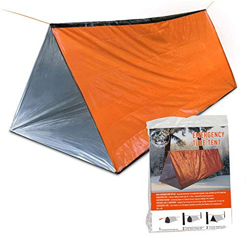 Notfall-Survival-Zelt, 150 x 250 cm, wasserdicht, für 2 Personen, Mylar, Thermo-Unterschlupf für Wandern, Camping, Orange