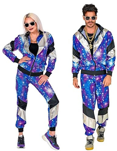 W WIDMANN MILANO Party Fashion - Survêtement fantaisie, style disco, tenue des années 80, survêtement de jogging pour le carnaval et les fêtes