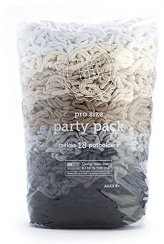 friendly loom Party Pack Neutrals PRO size Cotton Loops makes 18 (8 x 8) Potholders by Harrisville Designs Made in The USA