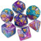 QMAY DND Dice Polyedrisches Würfel Set - 7 Stück für Dungeon und Dragons MTG RPG D&D D20, D12, D10, D%, D8, D6, D4 (Lake Blue Mix Violett+Glitter)