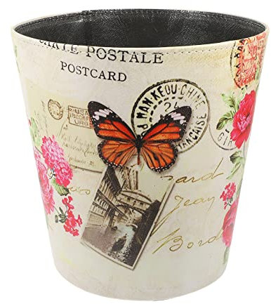 Zerodeko Retro Style Waste Bin 10L European Style Waste Container Decorative Leather Trash Can Garbage Can Waste Paper Storage Bucket for Bathroom Office Bedroom