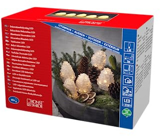 Konstsmide Outdoor Christmas Decorations/Outside Lights LED Acrylic Decoration Five Pine Cones / Outdoor Lighting (IP44) / 40 Warm White LEDs/Transparent Cable