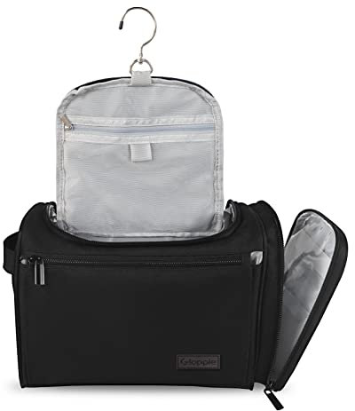 Gloppie Kulturbeutel Herren Damen Kosmetiktasche zum Aufhängen XXL Kulturtasche mit Henkel Hängend Kosmetik-Beutel Große Unisex Toilettentasche für Kinder, Männer und Frauen, Schwarz