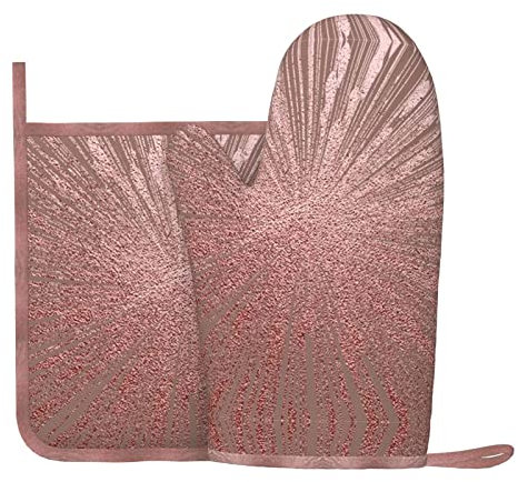 Ensemble de gants de cuisine et maniques roses en or rose pour la cuisine, le four à micro-ondes, pour éviter les brûlures