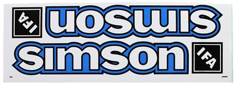 Aufkleber Simson IFA, 21x3,1cm, weiß blau und schwarz weiß für Tank