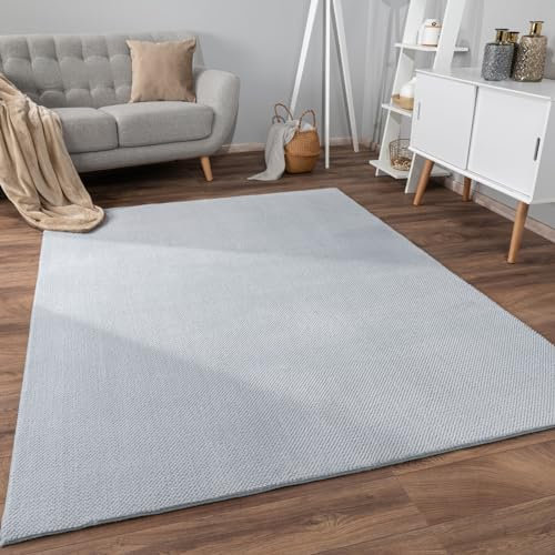 Paco Home Teppich Wohnzimmer Schlafzimmer Kurzflor Skandinavisches Boho Muster Melierte Optik Moderne Einfarbige Deko, Grösse:160x220 cm, Farbe:Grau