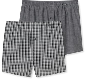 Schiesser Herren 2 Pack Boxershorts Baumwolle Web Multipack - Webboxer, schwarz_180500, 7/ XL