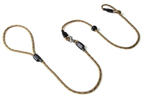 Dog & Field Pro Trialler Swivel Slip Lead, Brown. 1.2m Rope Slip Lead For Dogs With Button Press Stopper, Easy To Slip On, No Collar Or Harness Needed. Anti-Tangle Dog Leash (Brown)
