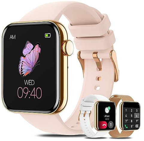 Lefitus 1,85 Zoll Smartwatch für Damen, AI Voice, Anrufe tätigen und beantworten,Health Monitor für Herzfrequenz, Blood Oxygen, Schrittzähler 20 Sport Fitness Tracker