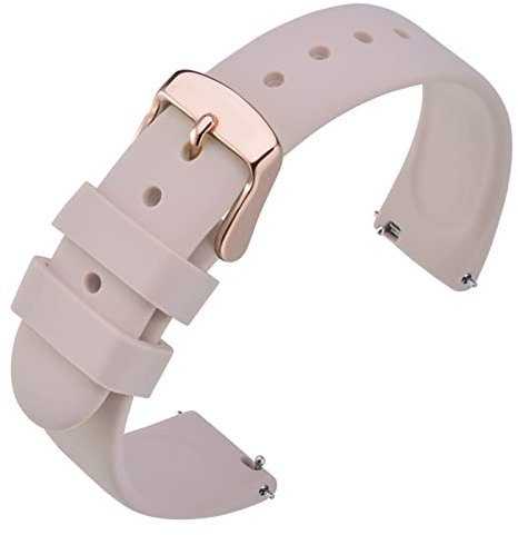 ANNEFIT Bracelets de Montres Silicone, Bracelet de Rechange en Caoutchouc à Dégagement Rapide 20mm avec Boucle Or Rose (Rose Clair)