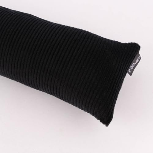 SCHÖNER LEBEN. Zugluftstopper Cord Baumwolle grob schwarz div Größen, Auswahl:80cm Länge
