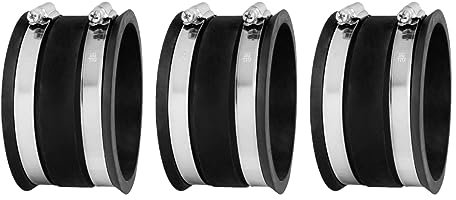 POWERTEC 70149-P3 4 Inch Dust Control Flex Cuff with Steel Hose Clamps, Hose Connector Rubber Cuff Coupler for Woodworking Dust Collection Fittings, Dust Collector Accessories & Machinery, 3 Pack