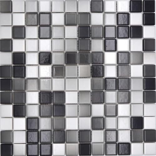Jasba Agrob Buchtal Fresh Mosaik Keramik Steinzeug white grey mix glänzend Küche Bad Dusche MOSJBF221 1 Matte