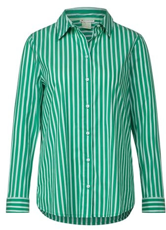 STREET ONE Damen Gestreifte Hemdbluse, fresh spring green, 40