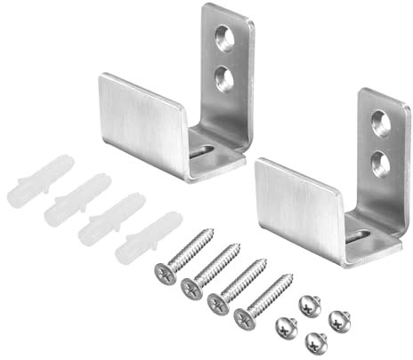 sourcing map Lot de 2 guides de sol pour porte de grange coulissante en acier inoxydable, support en U flexible et réglable à fond plat (argenté)