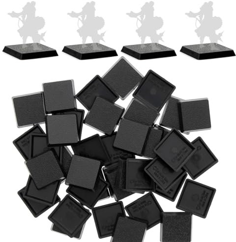 Evemodel 40Stk. Quadratisch Modell Bases Modellbau Kunststoff Basis für Sandtisch Kriegsspiele Tisch und Miniatur Spiel (25mm)