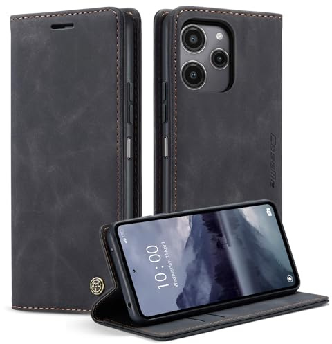 Cracedily Coque pour Xiaomi Redmi 12 4G 6.79, Coque Xiaomi Redmi 12 5G Pochette, Etui Protection Housse Premium en Cuir PU,Etui à Rabat Pochette de Portefeuille Étui, Flip Case, Noir