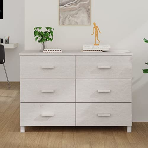 ARKEM Aparador HAMAR Madera Maciza de Pino Blanco 113x40x80 cm Mueble Cocina almacenaje Mueble Auxiliar de Cocina Muebles de Comedor