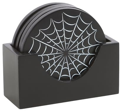 Schwarzes Spinnennetz-Untersetzer-Set – Gothic-Halloween-Untersetzer, schrecklicher Auslaufschutz