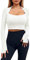 Imily Bela Damen Langarm Crop Tops Slim Gym Top Quick Dry Sport Yoga Oberteile Basic T-Shirt Mit Eingebautem BH Weiß M