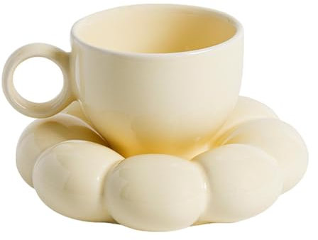 Juego de tazas de té con forma de flor, taza de té de flores con platillo,Taza de agua de flores | floral de cerámica de la taza de té y del platillo, del de la taza de la bebida del té de la flor par