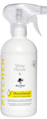 Kavalier Shiny House Limpiador de Superficies Stone Swept - Sun Orange - Lo Último en Productos para Suelos de Mármol, Porcelana y Laminados con Brillo y Aroma Fresco, Spray Sin Aerosol - 500ml
