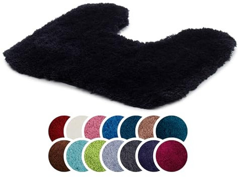 liebling Superior Badteppich mit Ausschnitt und Anti-Rutsch-Beschichtung, 100% Polyester (Mikrofaser), 50 x 45 cm, 30 Grad waschbar, Fußbodenheizung geeignet, Farbe: Graphit