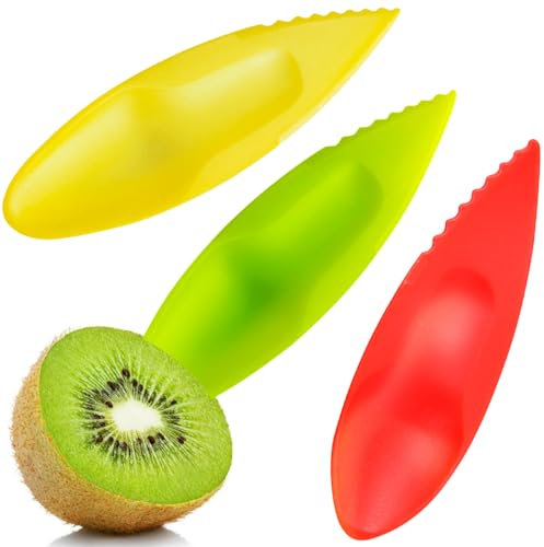 15 Piezas Kiwi Cuchara,Kiwi Cortador Cuchara,Fruit Cutting Spoon,Kiwi Cuchara Peeler de plástico,Cuchara para Kiwi,Pomelo,Papaya,Accesorios de Cocina (Tres colores)