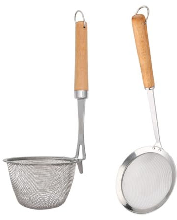 WATIIFUFU 1 Juego Filtro De Filtrado Contenedor De Té Contenedor De Comida Cucharas Para Espumadera Resistentes Cuchara Colador Cucharas Chinas Espaguetis o Espagmoso Mango De Madera