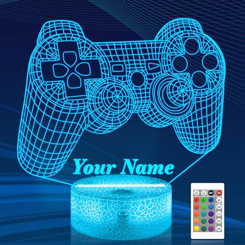 Benutzerdefiniertes Gamepad-Nachtlicht personalisierte CooPark-Controller 3D Lampe für Spieleliebhaber 16 Farbwechsel, beste Kinderzimmerdekoration, Festival-Geburtstagsgeschenke für Jungen und Kinder