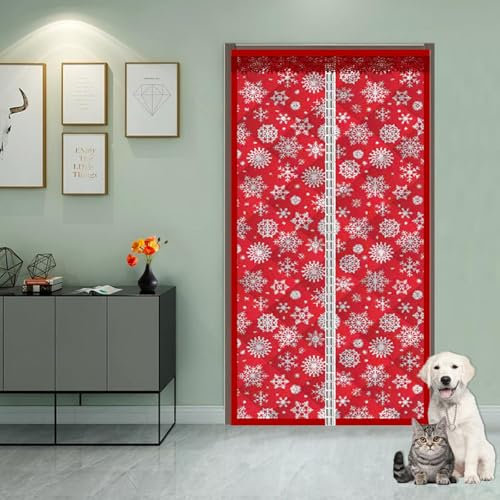 Cortina Térmica Magnética para Puerta de Balcón 280 x 230 cm Protección Contra El Frío, Magnética, Ahorro de Energía Cortina Puerta Exterior Espesar Balcón Sala Estar Patio, Rojo