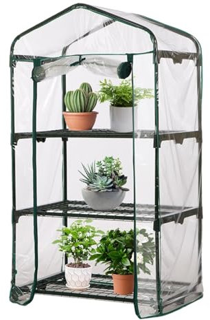 Serre D'hivernage Maison, Serre De Jardin avec Étagères 3 Niveaux Roues Verrouillables Serre De Jardin pour Légumes plantess Fleurs Bâche Renforcée, Petite Serre Hivernage pour plantess