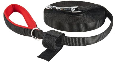 PETTOM Schleppleine für Hunde, 3m/6m/10m/15m/20m Robuste Hundeleine - Übungsleine mit Gepolsterten Griff, Trainingsleine Langlaufleine Langlebigem Nylon Übungsleinen Schwarz, 20m