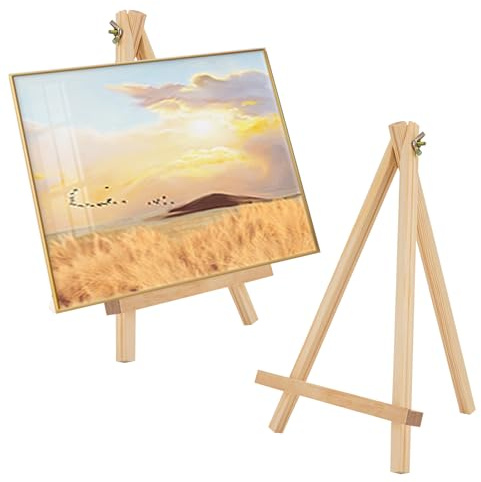 Mini Easels 30x20cm, 2PCS Natural Wood Artist Easel Small Tabletop Holder Display Stand Painting Easel for Displaying Canvas Drawing Weddings DIY Crafts Signs