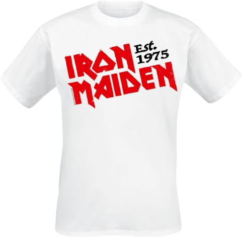 Iron Maiden Est. 1975 Männer T-Shirt weiß 3XL 100% Baumwolle Band-Merch, Bands, Nachhaltigkeit