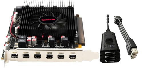 Xynsviu Radeon R7 350 Mini 6DP 4GB GDDR5 Graphics Card, 6 Monitor Mini-Display Port Outputs Computer Low Profile Video Card，tarjeta gráfica (mini6DP 4G to HDMI)