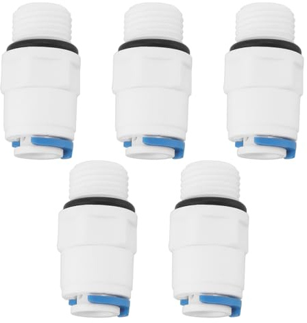 eMagTech 5 pezzi di raccordi filettati maschio da 1/4 a 1/4 per connettori dritti Pushfit per l'installazione di filtri di ricambio, alloggiamenti del filtro, sistemi di filtrazione dell'acqua a