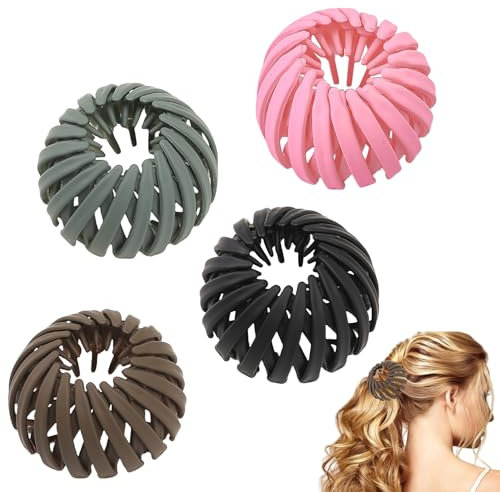 4 Stück Vogelnest Haarspange,Große Haarspangen,Vintage Lazy Vogelnests Haarschmuck,Haar Accessoire Frauen,Vogelnest Haarklammern,Rutschfeste Haargreifer,Einfarbig Haarclips für Damen und Mädchen