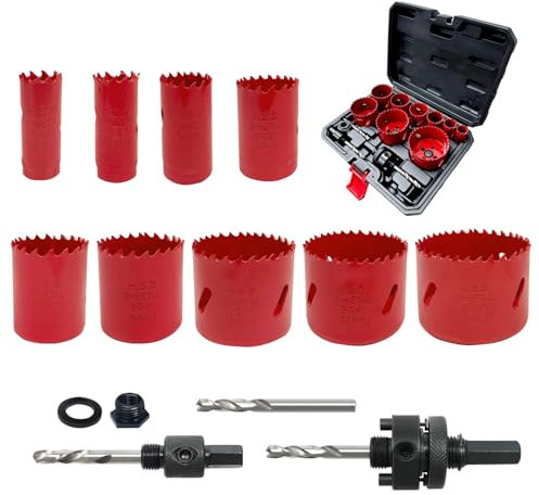 Greywolf 15 pcs Bi-Metal Hole Saw Set, M3 HSS Hole Saw Kit with 3/4-2-1/2 (19-64mm) 9 pcs Hole Saw Blades, Boxed, with Arbor, Drill Bit, Hex Wrench, for Metal, Wood, Plastic