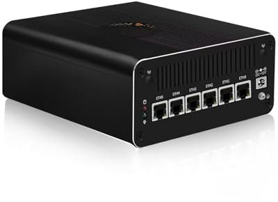 SJRC 13th Gen U300 Mini PC Barebone, 6x i226-V 2.5G LAN Firewall Appliance Triple 4K HD/DP/USB C, TF Slot, USB3.2, Network Security Desktop Computer for Home Office (No RAM/SSD/OS)