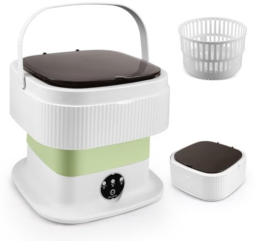 HIUYRFS Mini Waschmaschine,11L 2kg Camping Waschmaschine,Faltbare Kleine Waschmaschine mit Schleuder,Single Waschmaschine Tiefenreinigung von Unterwäsche, Babykleidung, Socken für Wohnungen