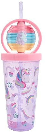 Polar Gear Unicorn 530ml Fidget Spinner Tumbler - Fun & Interactive Drinkware for Kids, BPA-Free, Spill-Proof Lid, Purple