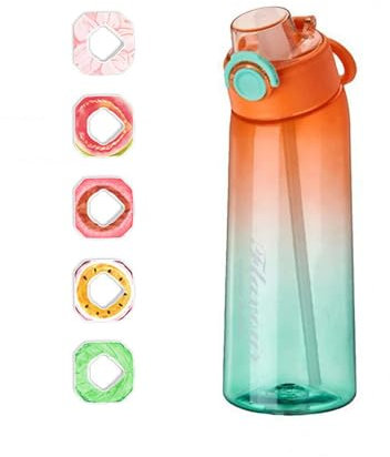 Scented Water Cup, 26 Fruit Flavours 900ml Large Capacity Water Bottle, Pink Green, Blue Purple, Orange Green, Black, Yellow Pink Five Colours of Water Cup Suitable for Home Outdoor Sports ,Orange