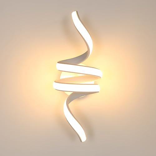 Goeco Applique Parete Interno LED a Spirale 24W 2700LM 3000K, Bianco