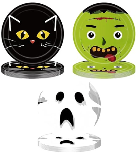 ZSYIULIA 30P Halloween Paper Plates 7inch Paper Plates for Kids Game Party,Disposable PaperPlate Papers Dinner Plate for Kids Boy Girl Tableware Décor