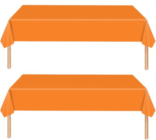 MOMAHUA 2 Stück Tischdecke Orange Plastiktischdecke 137x274cm, Tischtuch Rechteckige Tischabdeckung Gartentischdecke Outdoor Table Cloth für Gastronomie, Feste, Party, Hochzeiten oder Haushalt