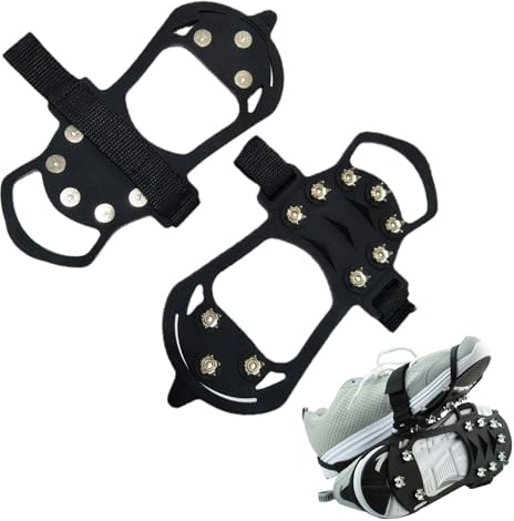Antirutsch Schuhspikes Grödel, Steigeisen Schuhspikes, Schuhkrallen, Spikes Schuhe Schuhkrallen mit 10 Zähne, Schuhspikes Ice Schuhkrallen Eisspikes Wandern, Schnee, EIS, Winter Outdoor, Größe 39-45