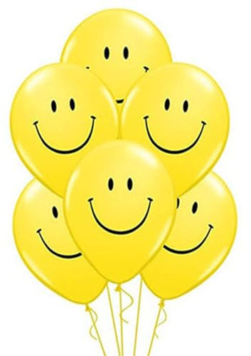 Smile Face lächelnde Latex-Luftballons, 30,5 cm, Latex, Party-Dekorationen für Disco- und Rave-Events, 20 Stück (gelb)