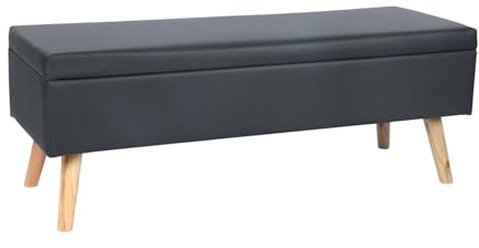 Relaxdays storage bench, upholstered, faux leather, wood, HWD: 40 x 110 x 40 cm, hallway, bedroom, black