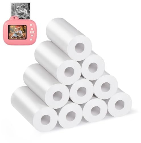 Diboniur 10 Rouleaux Papier Thermique Blanc pour Appareil Photo Enfant | Lot de 10 pour parents et enfants, 5,7 cm de large et 2,5 cm de diamètre, pour photos, sorties, fêtes et loisirs créatifs